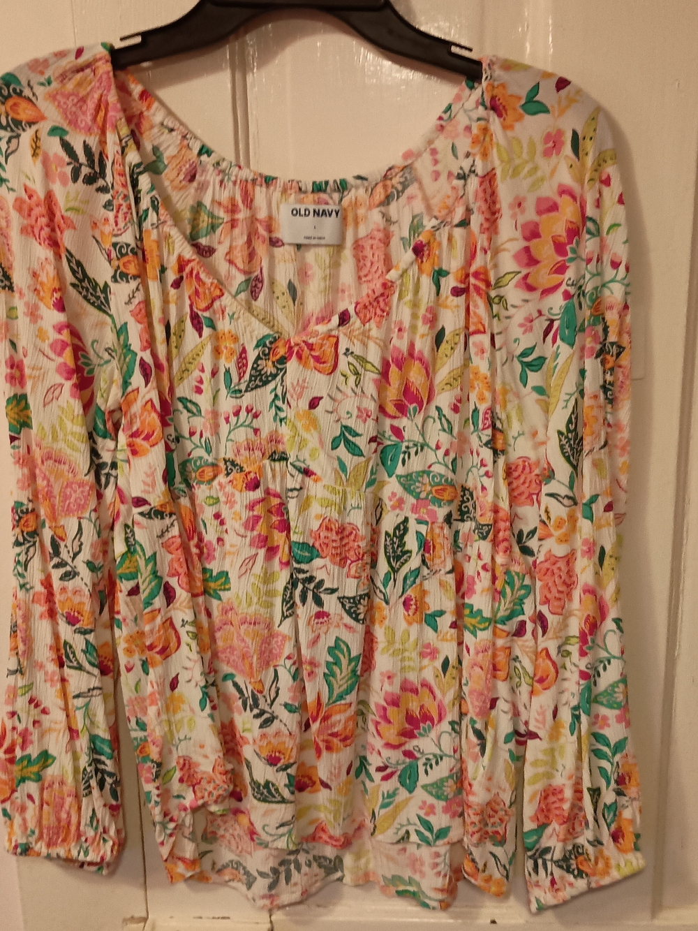 Old Navy Girls' Floral Peasant Dress - White Multicolor